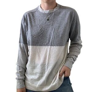 Nordstrom Signature Womens 100% Cashmere White Gray Striped Sweater Sz L